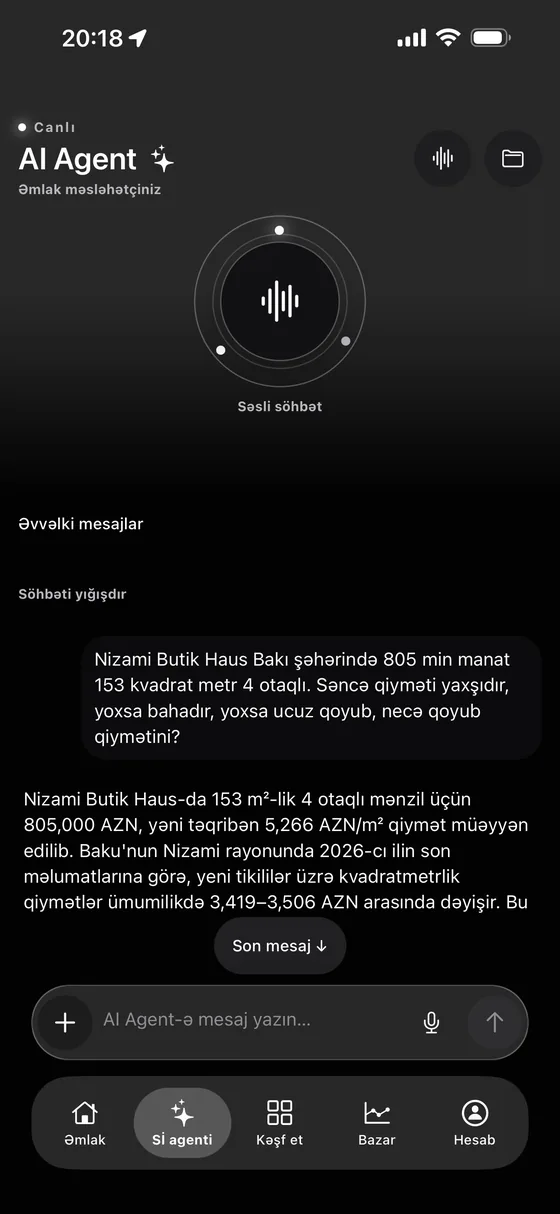 Tətbiqdə real söhbət